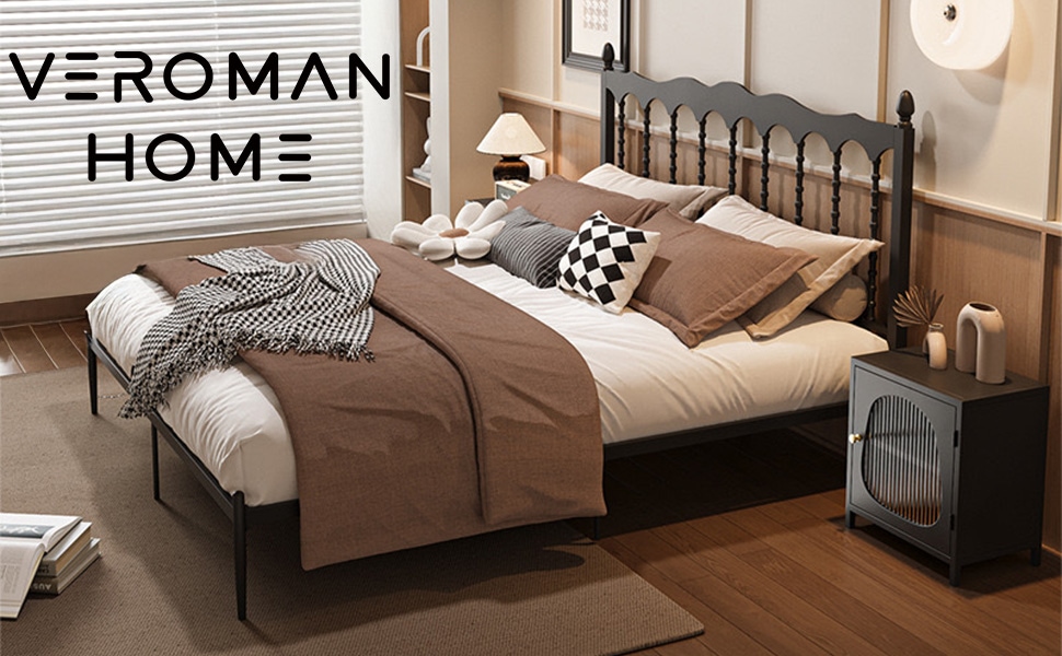 VeroMan クラシックデザイン アイアンベッドフレーム 高耐久構造 韓国