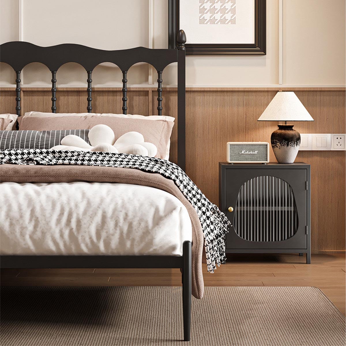 VeroMan クラシックデザイン アイアンベッドフレーム 高耐久構造 韓国