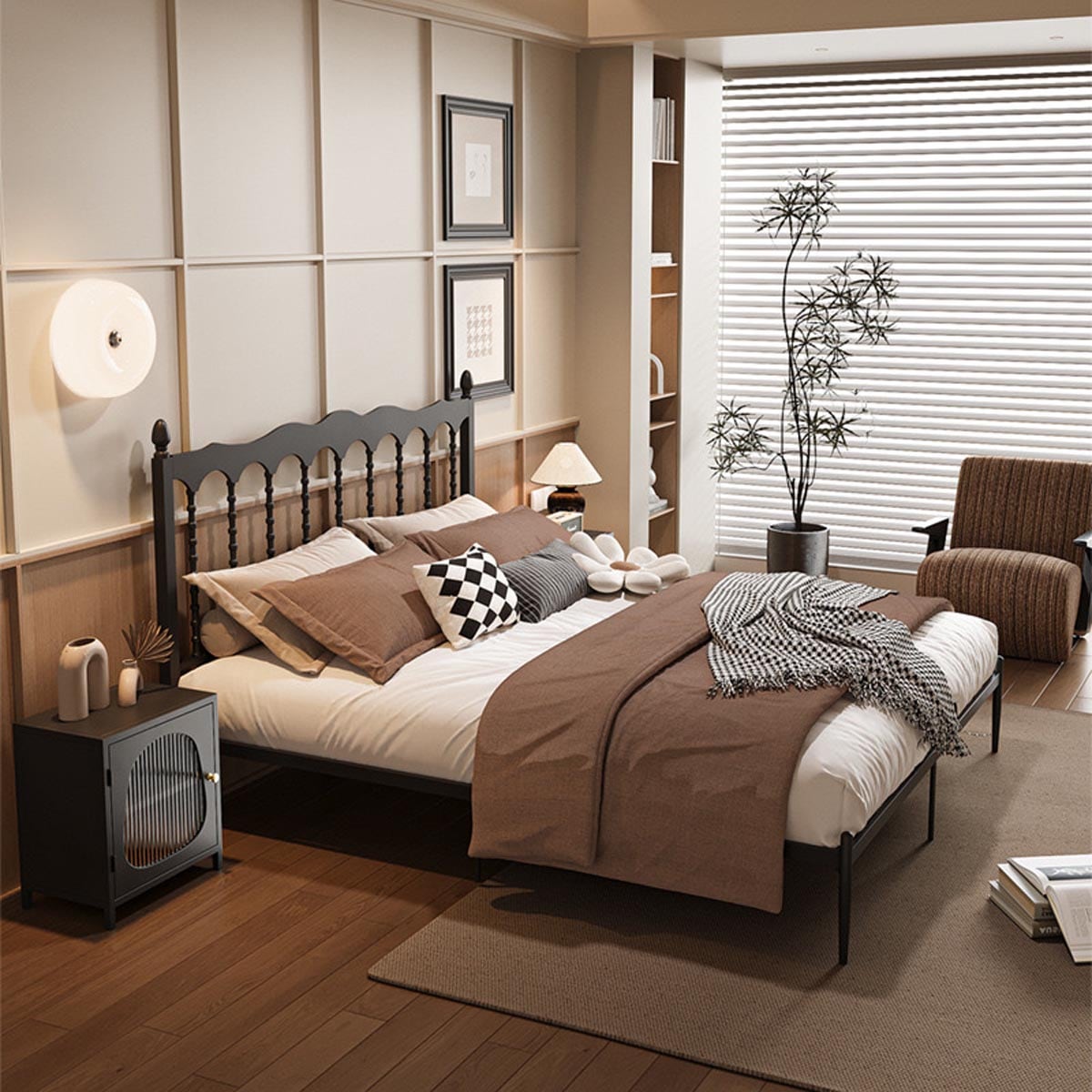 VeroMan クラシックデザイン アイアンベッドフレーム 高耐久構造 韓国