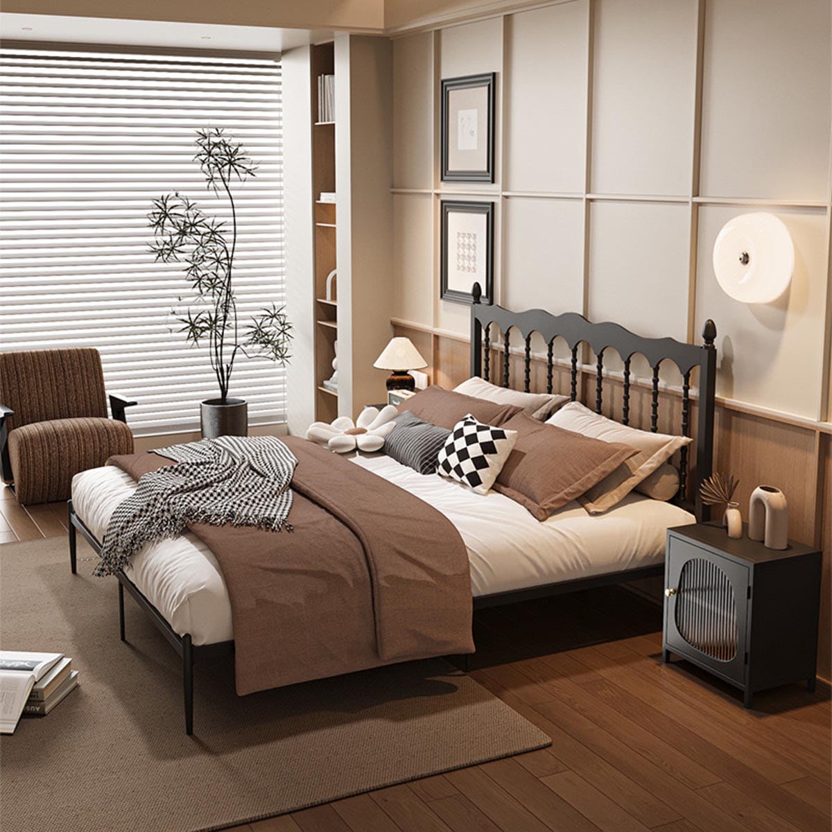 VeroMan クラシックデザイン アイアンベッドフレーム 高耐久構造 韓国