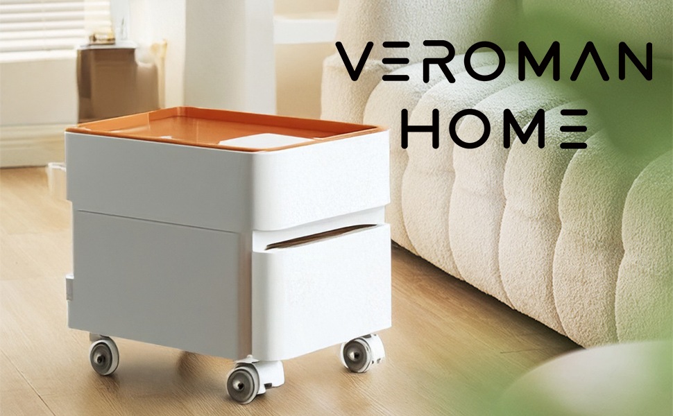 VeroMan 多機能キャスター付き収納ワゴン コンパクト設計 リビング収納