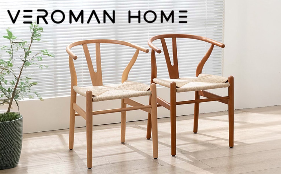 VeroMan チェア ダイニングチェア 実木フレーム ペーパーコード座面