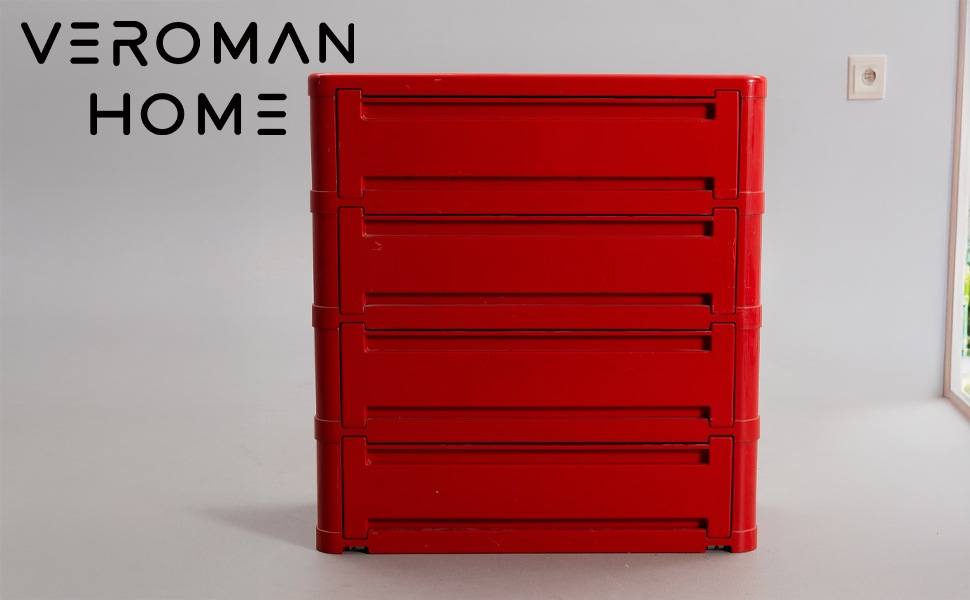 4段]VeroMan 4段チェスト 大容量収納 ABS樹脂製 引き出し収納ケース 多