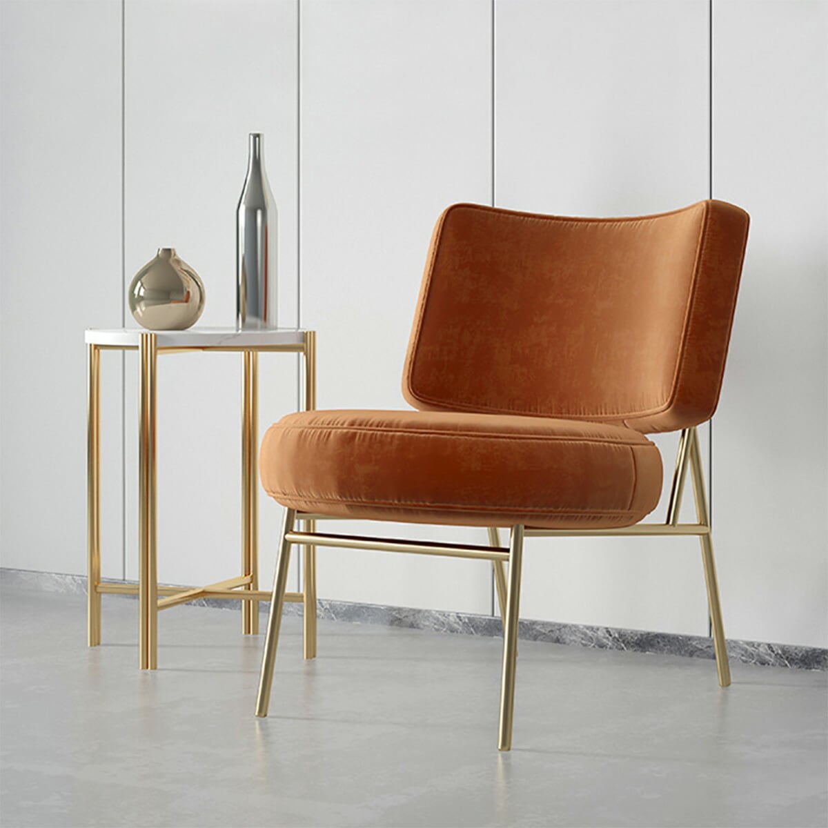 VeroMan ベロア調 チェア 椅子 腰掛け ゴールド 華奢な脚 おしゃれ