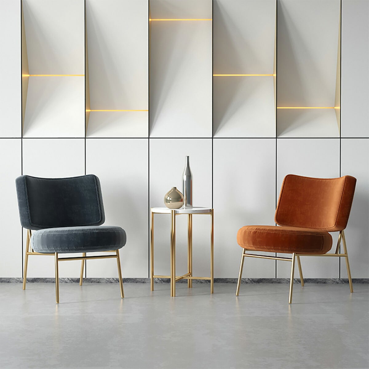 VeroMan ベロア調 チェア 椅子 腰掛け ゴールド 華奢な脚 おしゃれ