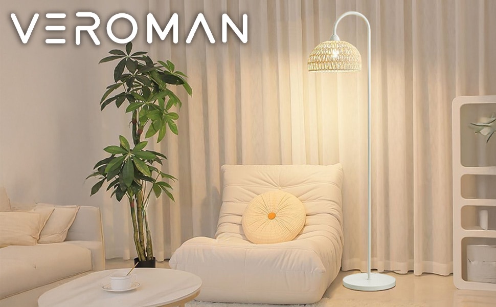 VeroMan ラタンフロアランプ スタンディングライト ソファ横・ベッド