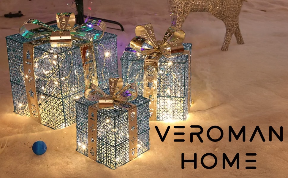 VeroMan クリスマス ギフトボックス 3点セット 発光 デコレーション