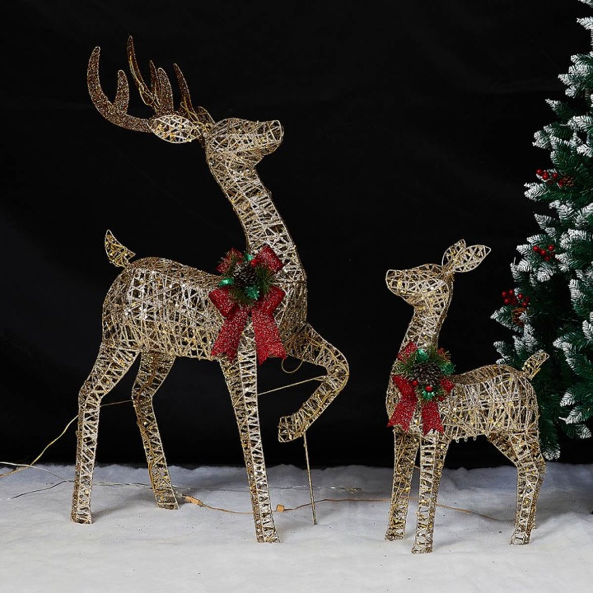 親子セット] VeroMan 優しい光でクリスマスを彩る LEDトナカイ 鉄製