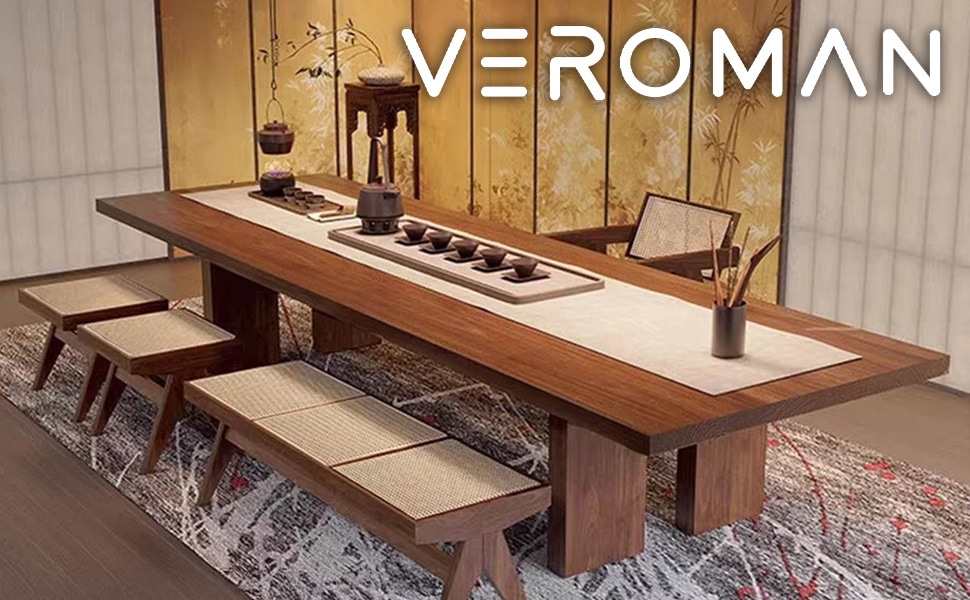 VeroMan 無垢風ロングテーブル シンプルモダン 木製ワークテーブル 