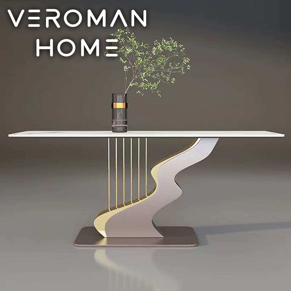 VeroMan 大理石調コンソールテーブル アート感あふれるデザイン脚