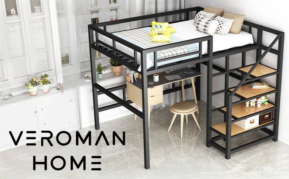 VeroMan 二段ベッド 鉄製フレーム 高架ベッド メゾネット 多人数対応