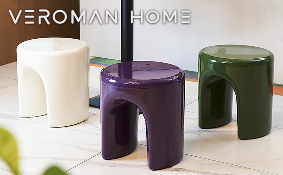 VeroMan 取り外しトレー付き 丸型スツール モダンサイドテーブル兼用