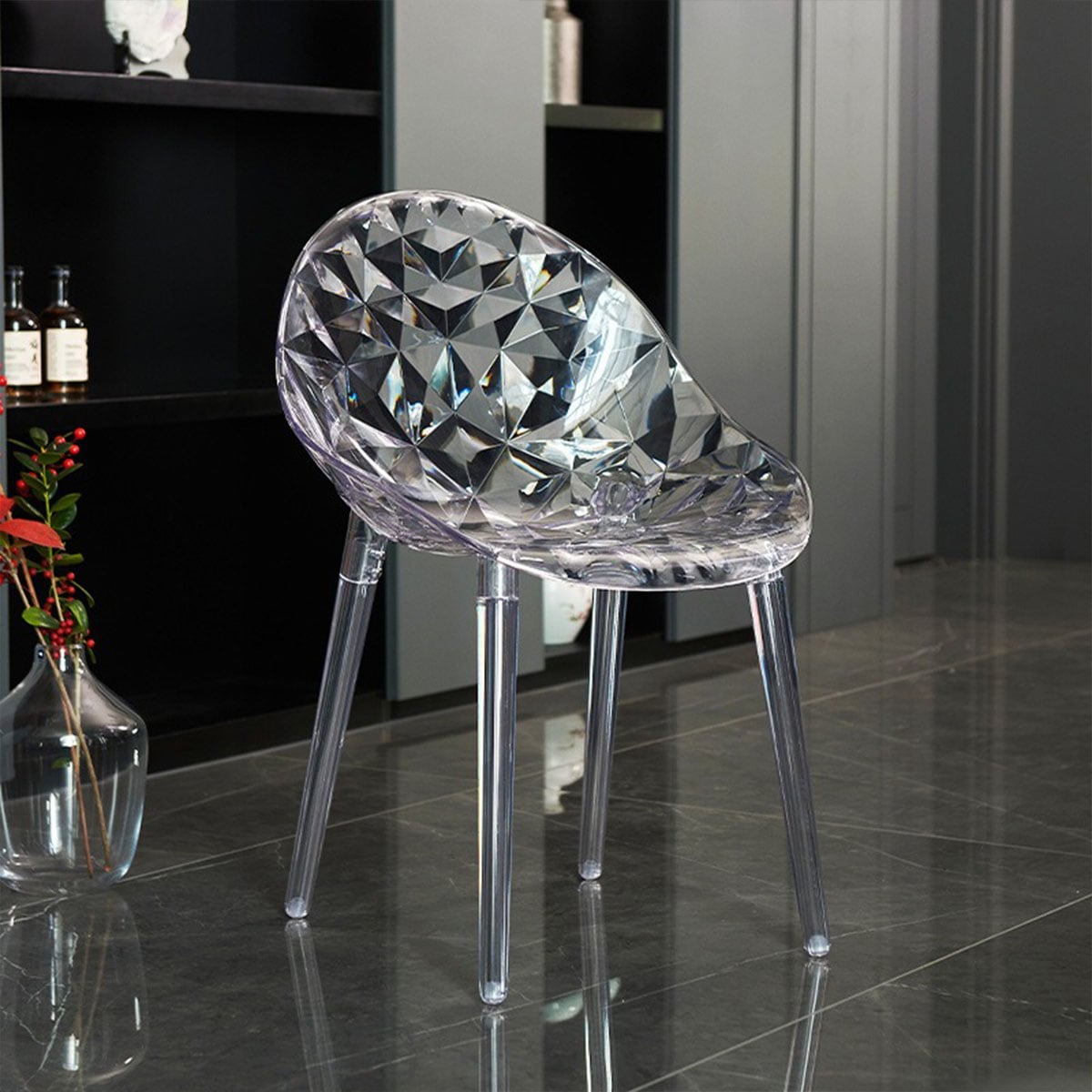 VeroMan クリスタルチェア ダイヤカットデザイン 透明アクリル調