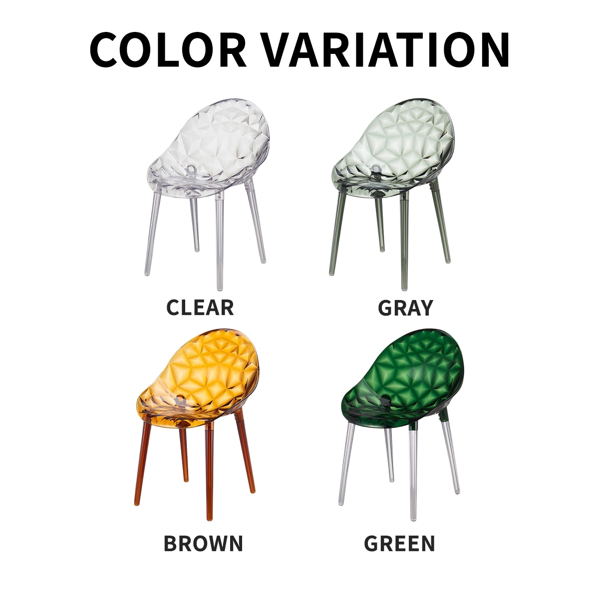 VeroMan クリスタルチェア ダイヤカットデザイン 透明アクリル調