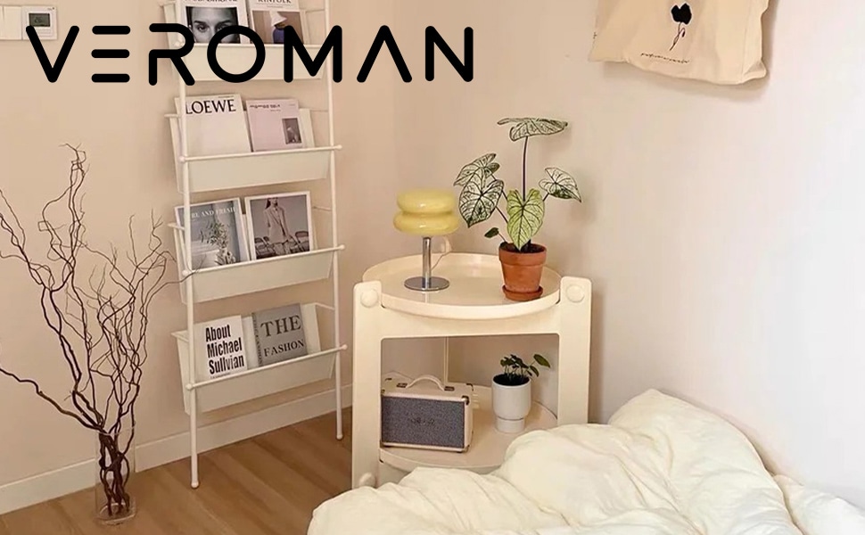 VeroMan 移動式サイドテーブル モダンシンプルデザイン 収納ラック