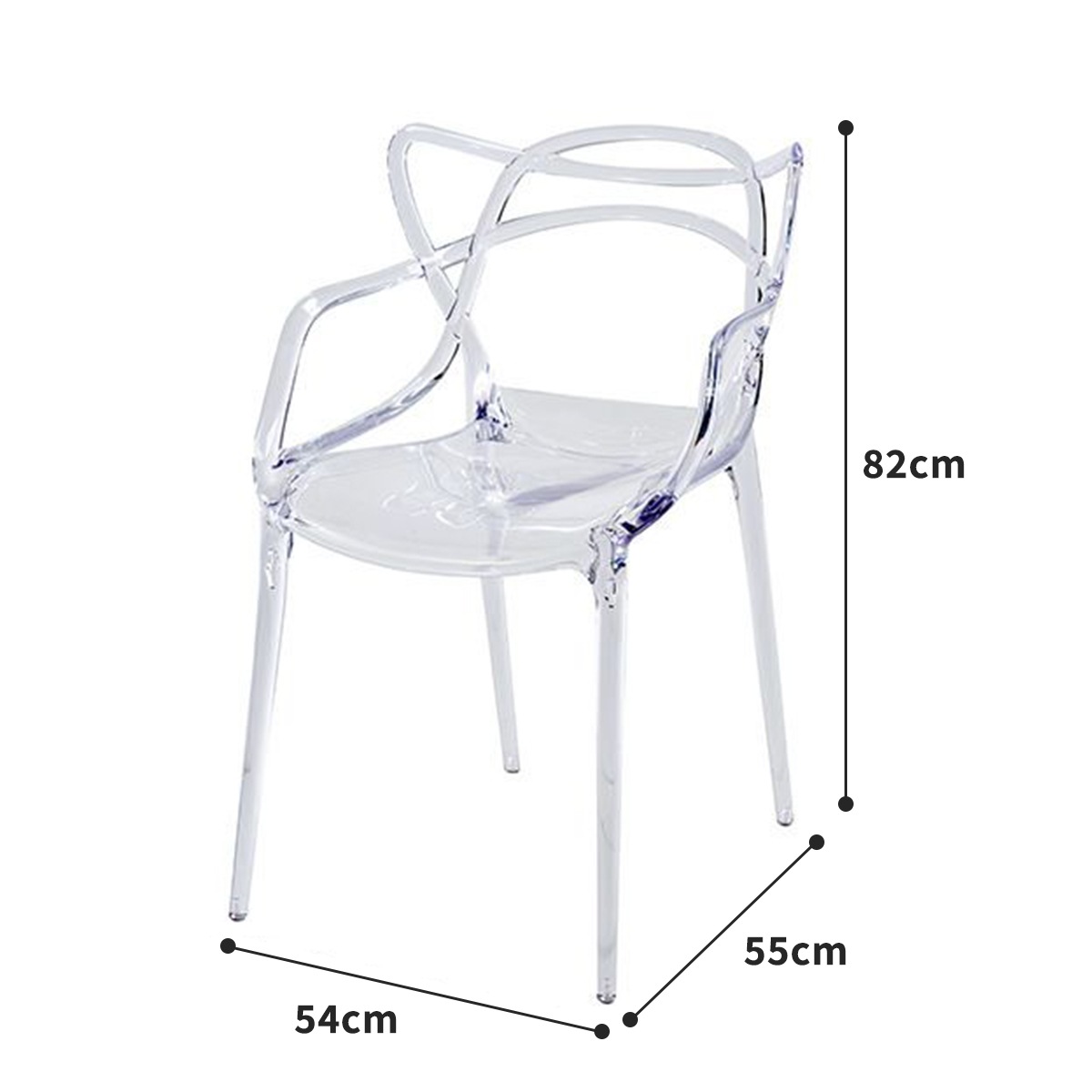 VeroMan クリスタルチェア 透明アクリル調 ダイニングチェア 藤蔓