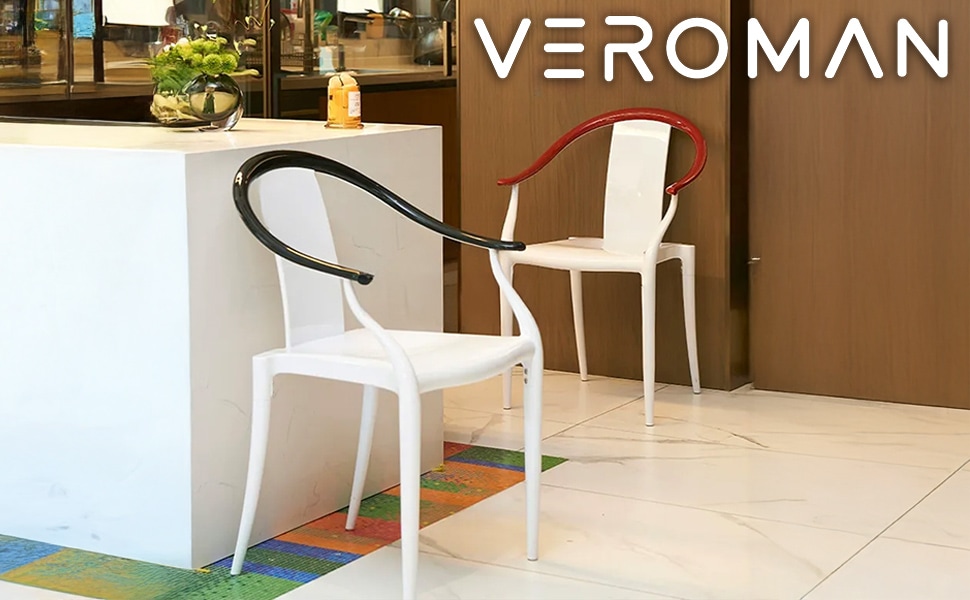 VeroMan 椅子 透明アクリルチェア 背もたれ付き アームチェア