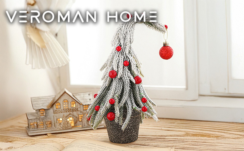 25cm] VeroMan クリスマスツリー 卓上 クリスマスミニツリー 雪付き