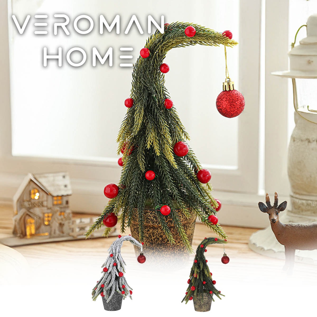 25cm] VeroMan クリスマスツリー 卓上 クリスマスミニツリー 雪付き