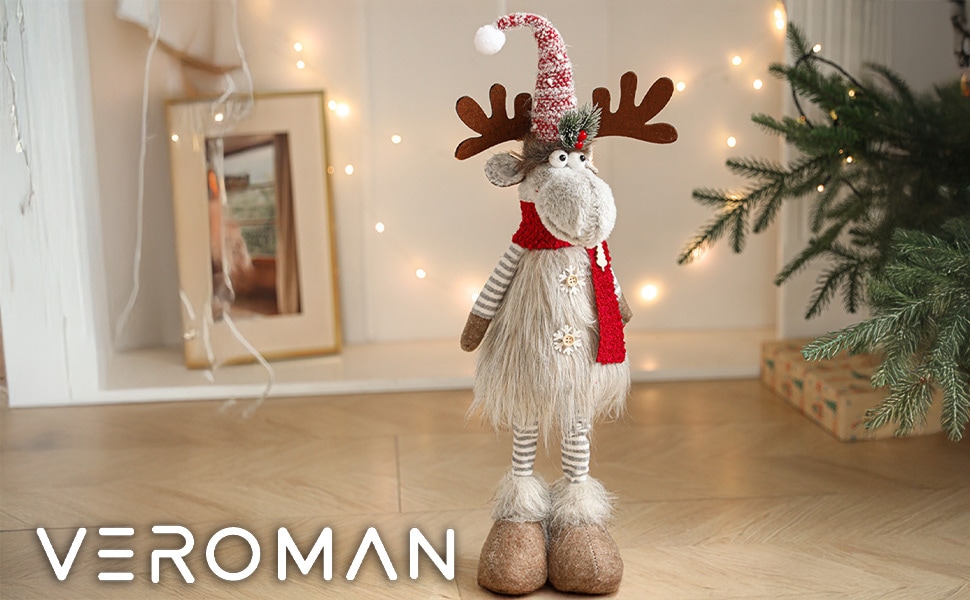 VeroMan クリスマス トナカイ人形 大サイズ 装飾 かわいい 置物 布製