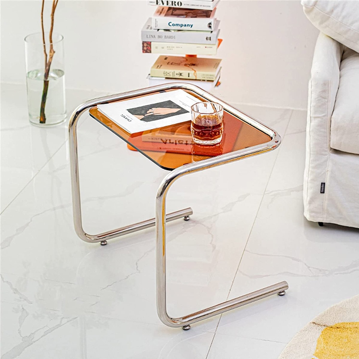【宇多田ヒカル本人がLIVEで使用したドリンク用テーブル】ガラスサイドテーブル VeroMan クリア サイドテーブル クリア家具 コーヒーテーブル ガラス