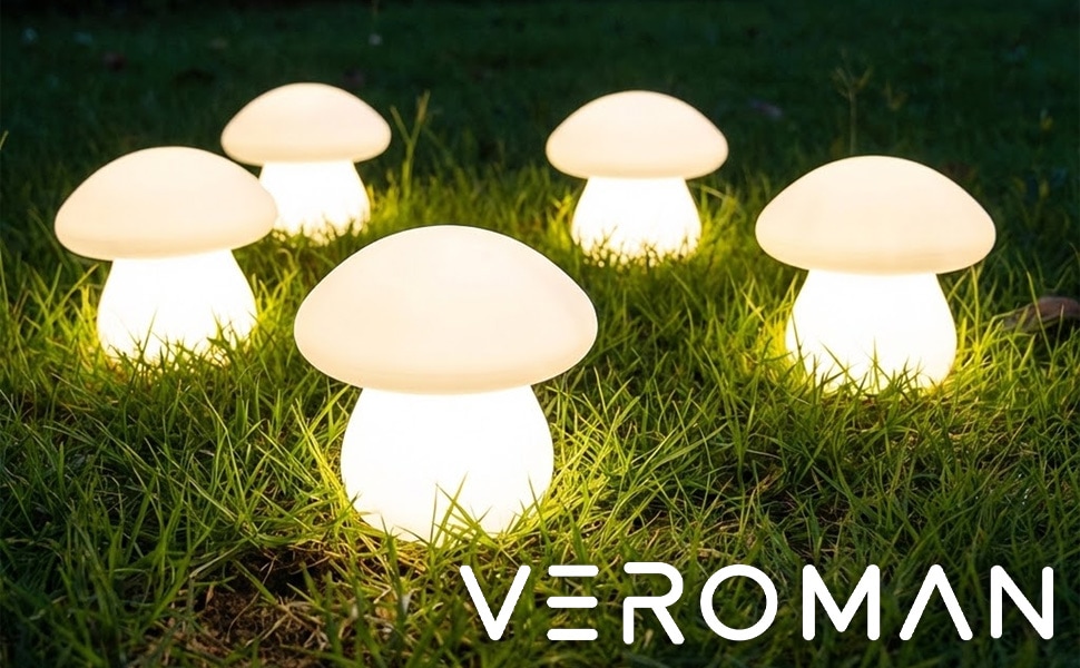 23×22cm] VeroMan LEDライト 卓上 充電式 キノコ型 マッシュルーム