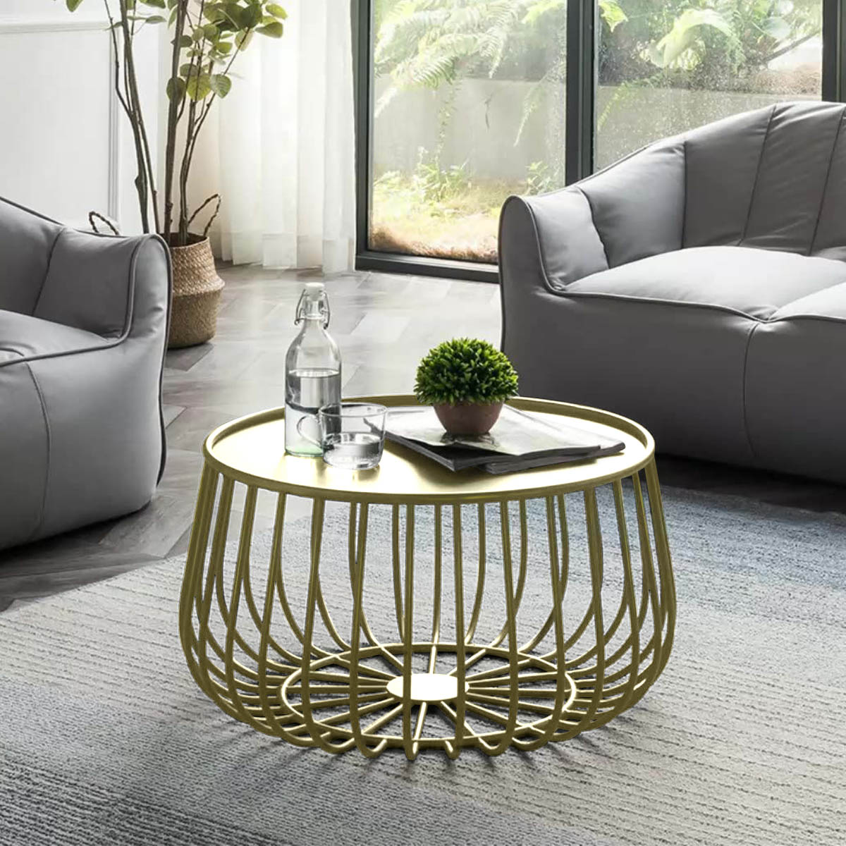 大] VeroMan リビングテーブル ワイヤー カボチャ コーヒーテーブル