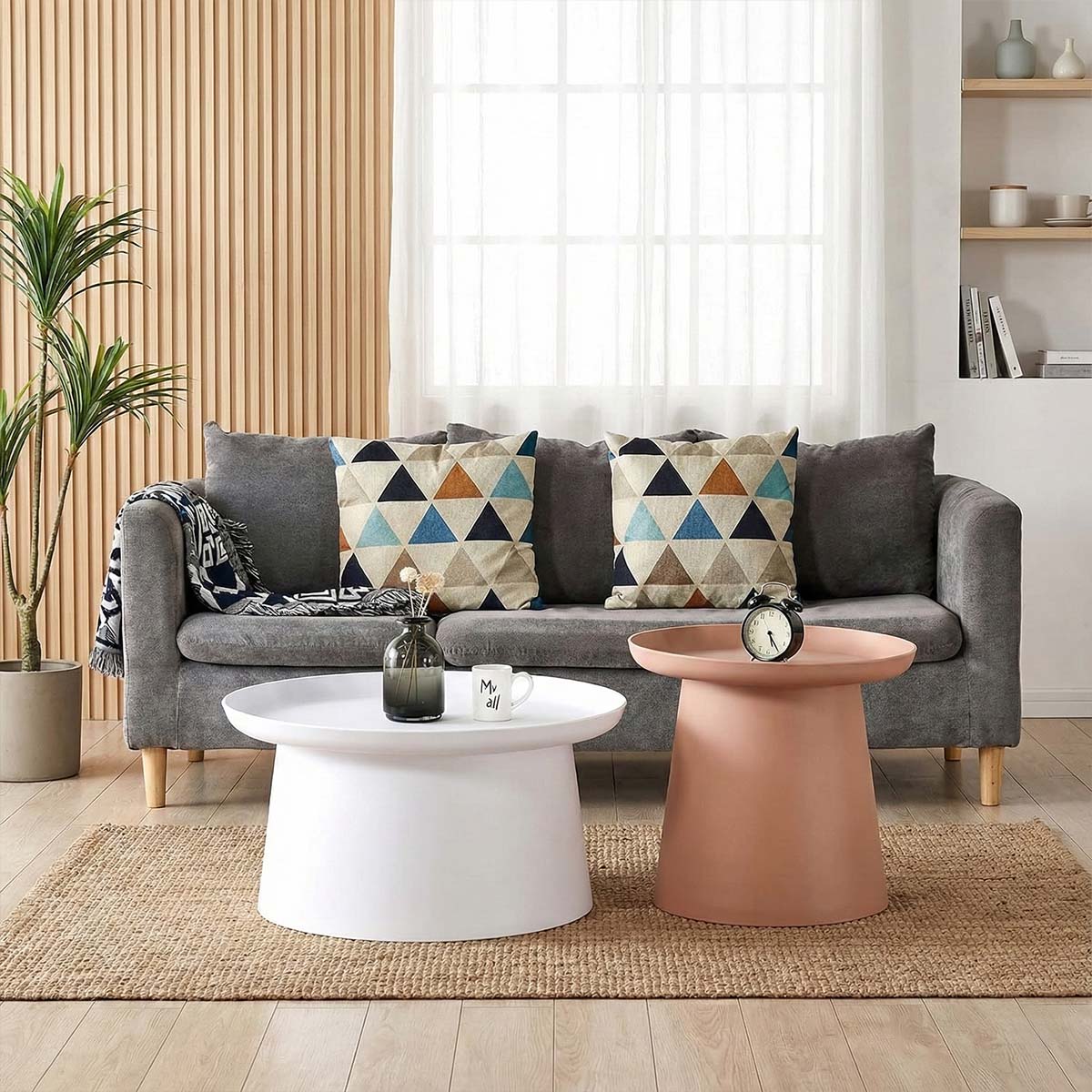 大] VeroMan モダン円形 サイドテーブル ポップ カフェライク