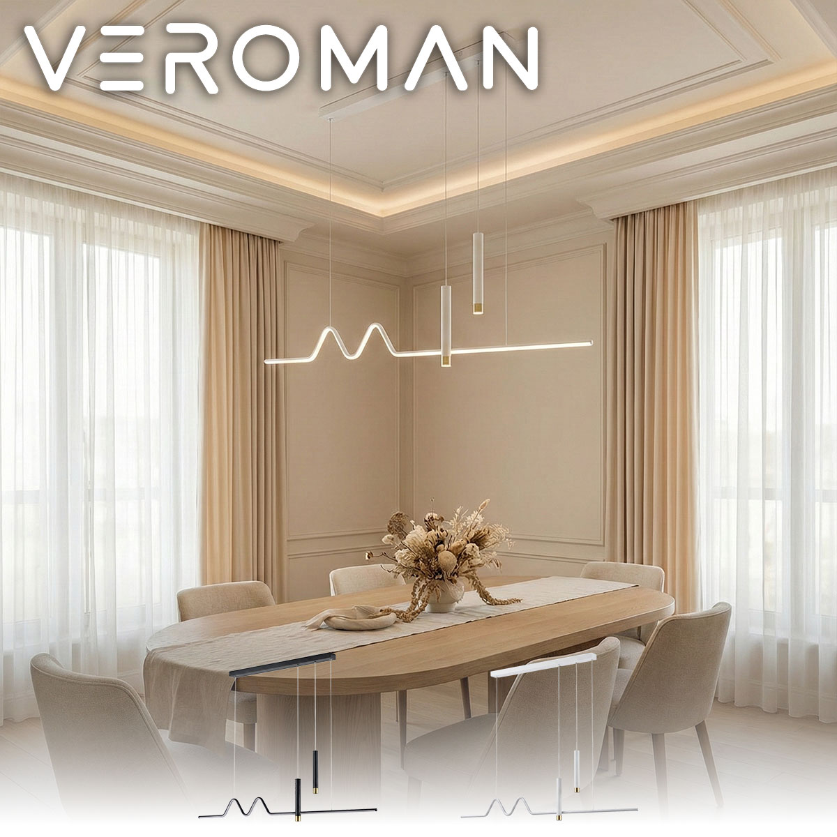 120cm] VeroMan ライト ペンダントライト 照明 間接照明 暖色ライト