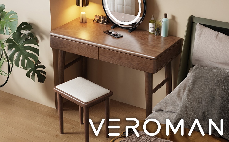 VeroMan ドレッサー 引き出し付き 木製 収納 テーブル 机 デスク 化粧