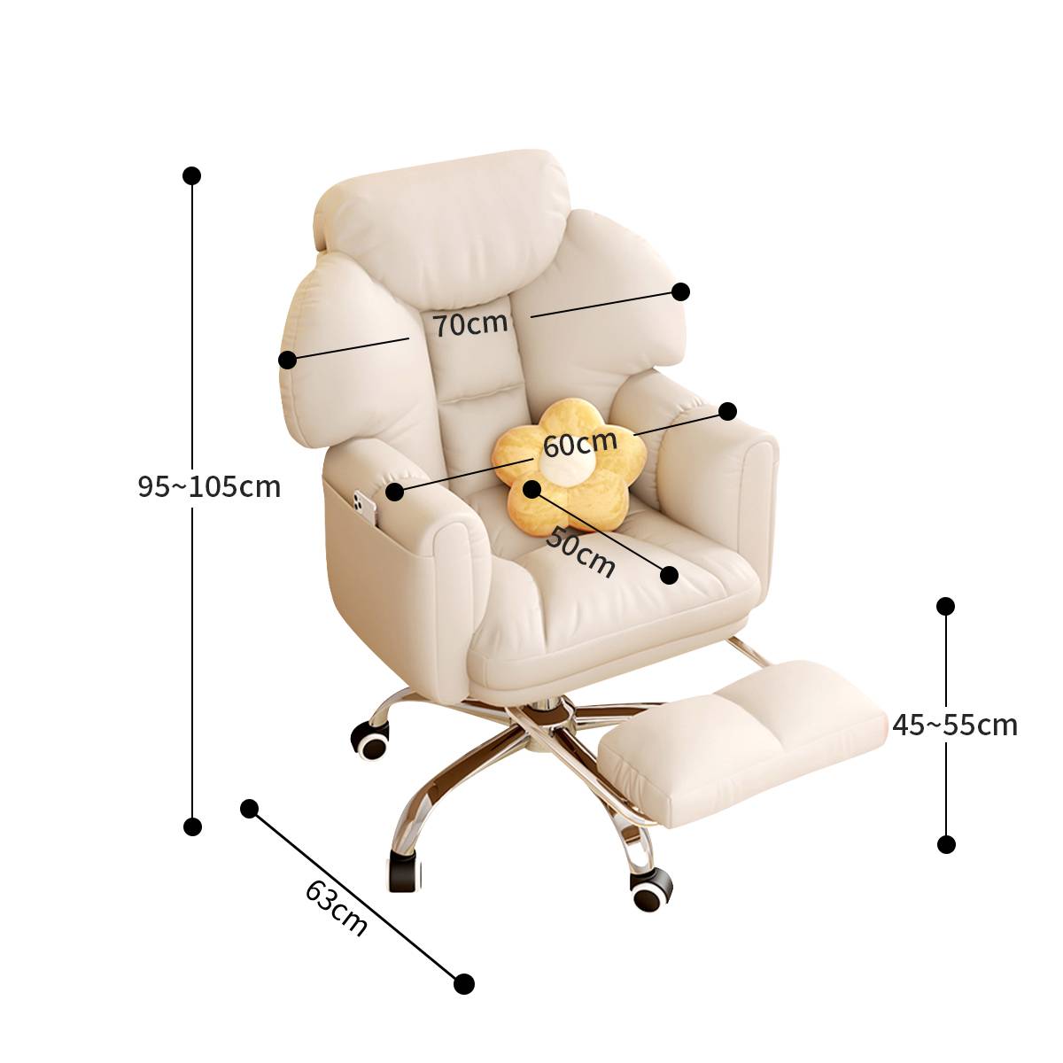 足置き付き] VeroMan 回転チェア デスクチェア 包み込む曲線 オフィス