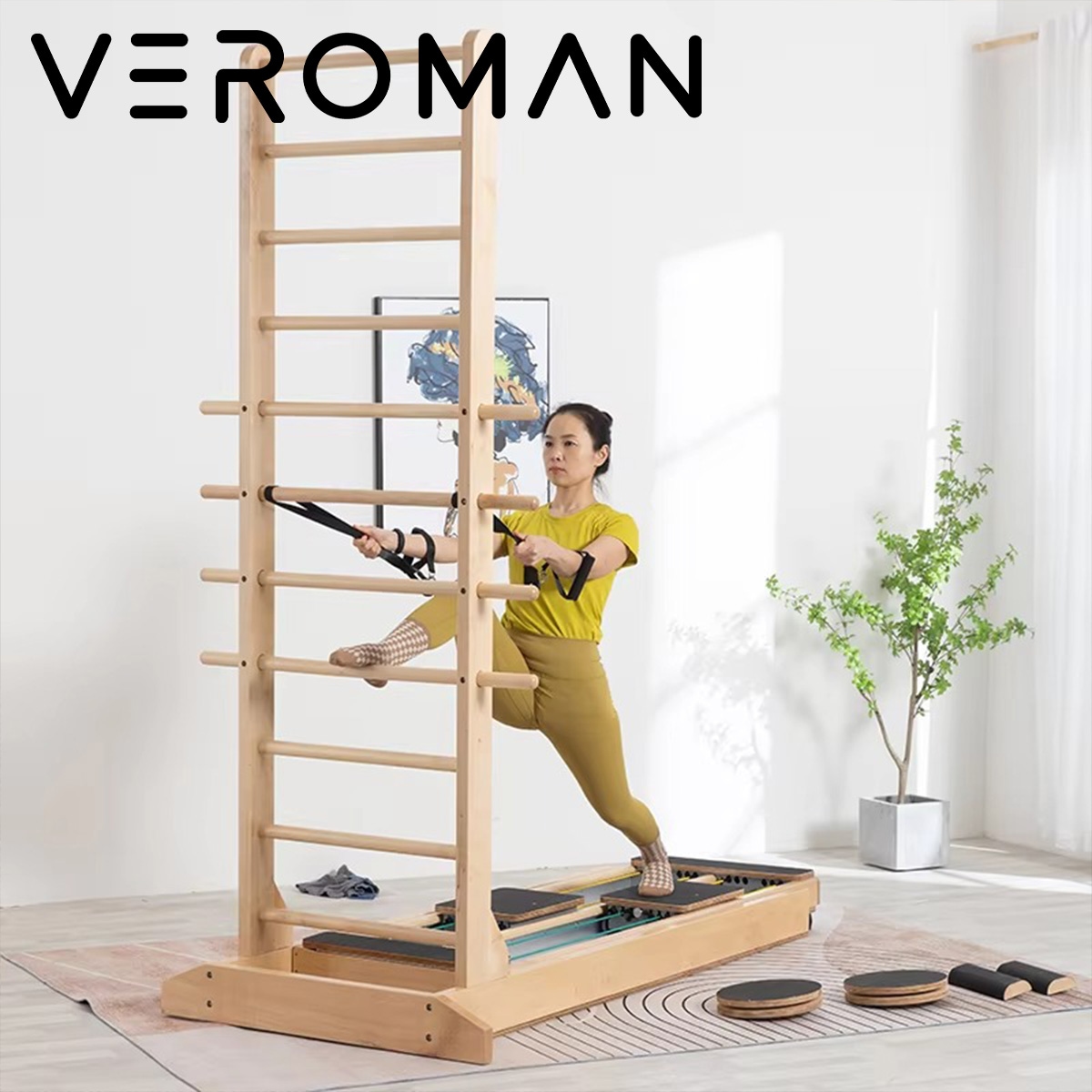 送料込】VeroMan ピラティスマシン 双方向スライドレール 木製