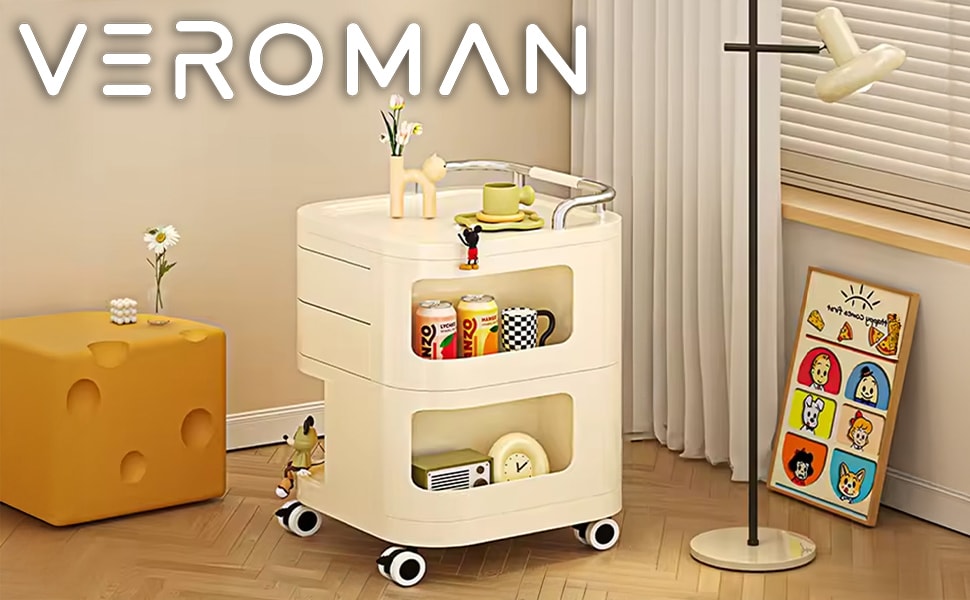 VeroMan ワゴン 小型ワゴン収納 回転式コスメラック 多機能収納