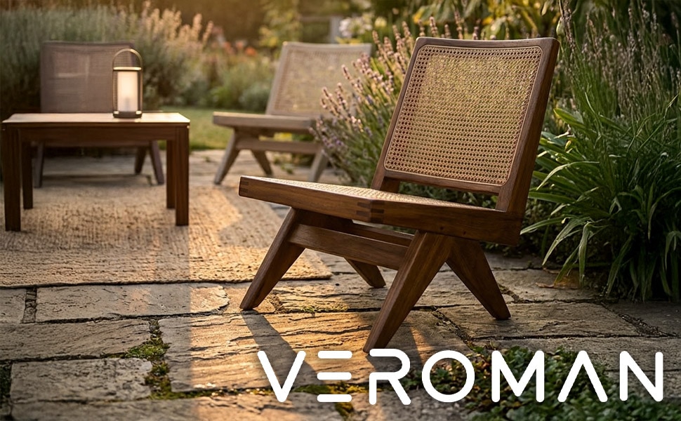 VeroMan ダイニングチェア ラタン編みチェア 木製チェア ローチェア