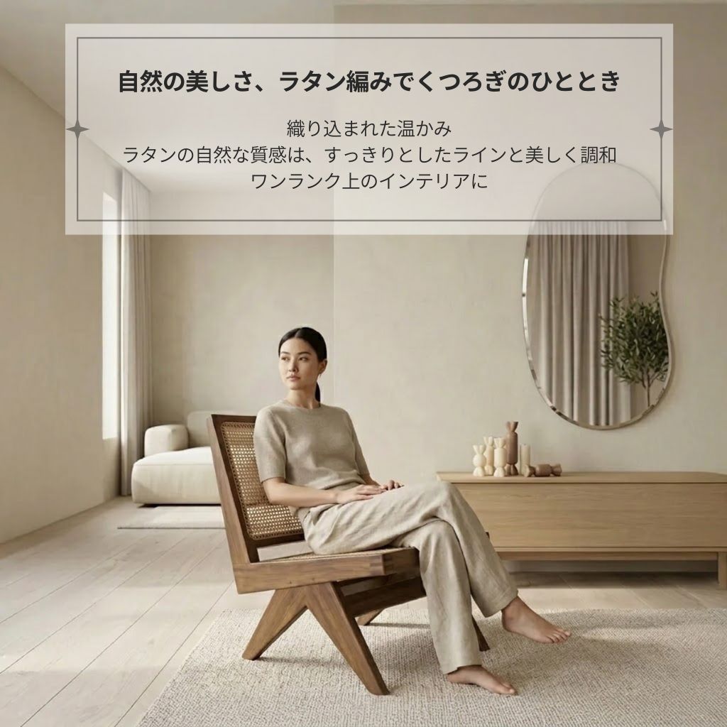 VeroMan ダイニングチェア ラタン編みチェア 木製チェア ローチェア