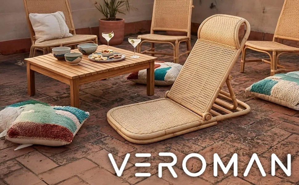 VeroMan 座椅子 ラタン 編み 椅子 折りたたみチェア ビーチチェア