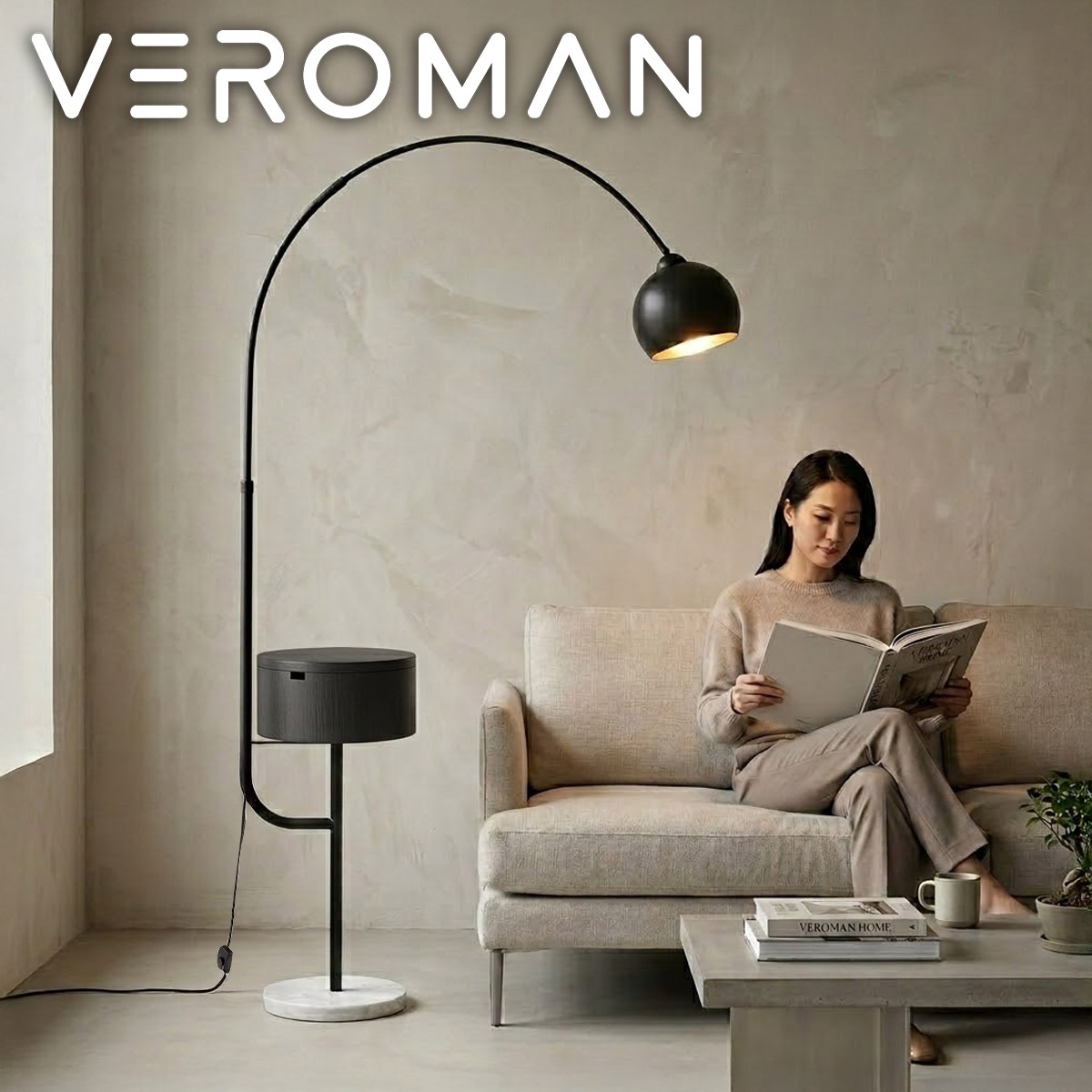 ブラック&引き出し付き] VeroMan ライト フロアライト スタンドライト