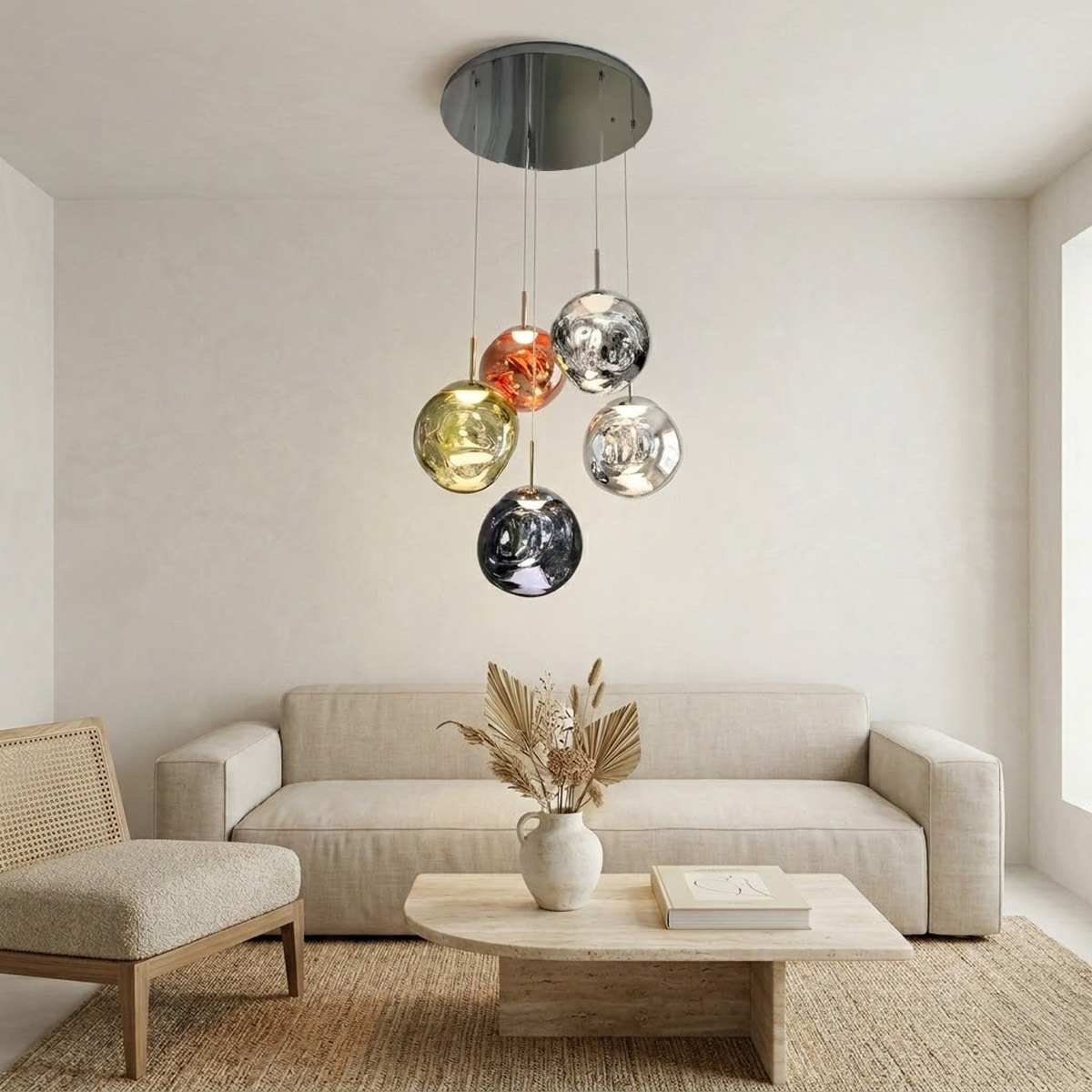 直径38cm] VeroMan 溶け落ちていくような ペンダントライト 鏡の