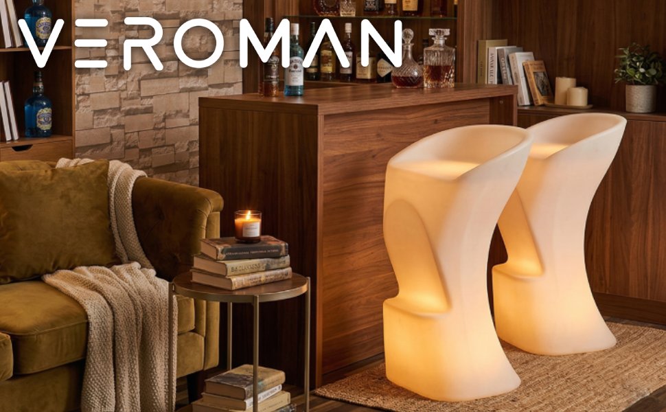 VeroMan LEDライトチェア 光る椅子 充電式 リモコン付き 屋外・屋内