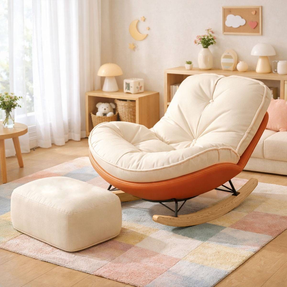 オットマン付き] VeroMan ロッキングチェア 1人掛け パーソナルチェア