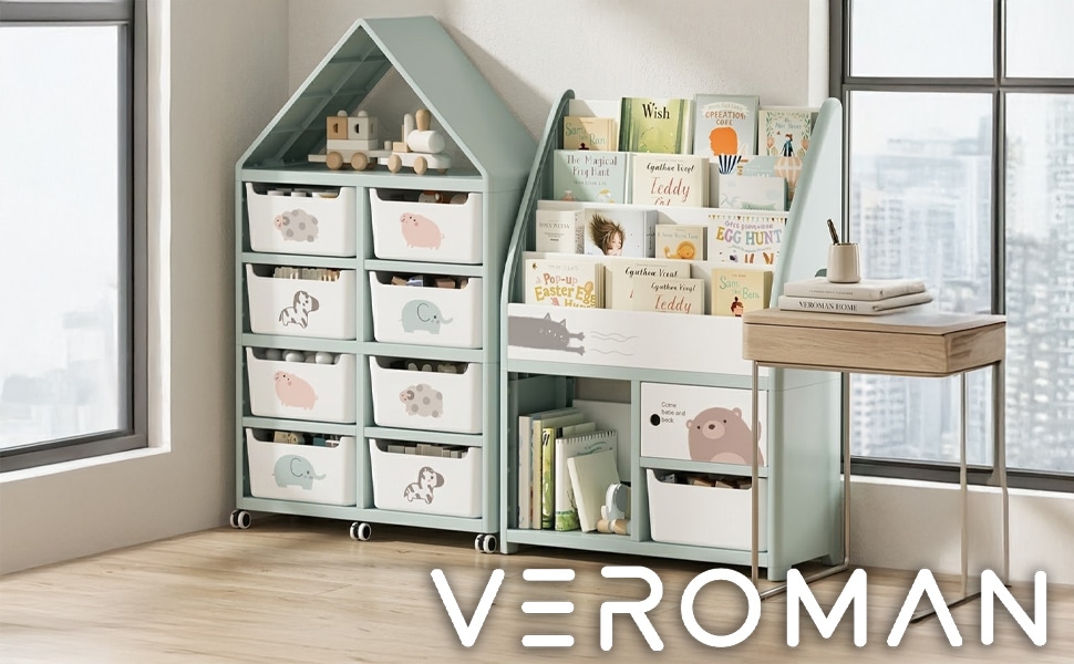 本棚セット] VeroMan 本棚 絵本ラック 子供用収納棚セット おもちゃ