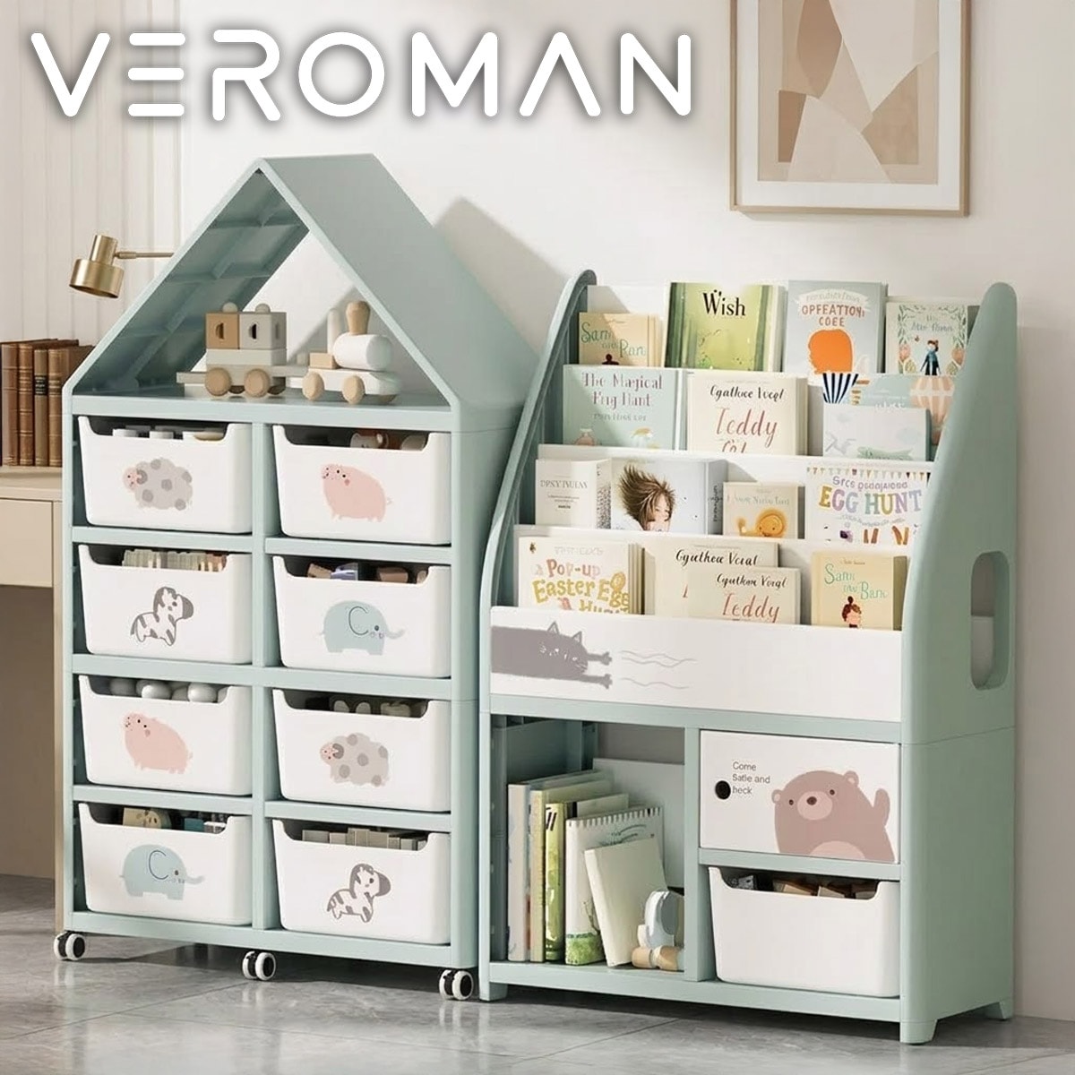 本棚セット] VeroMan 本棚 絵本ラック 子供用収納棚セット おもちゃ 