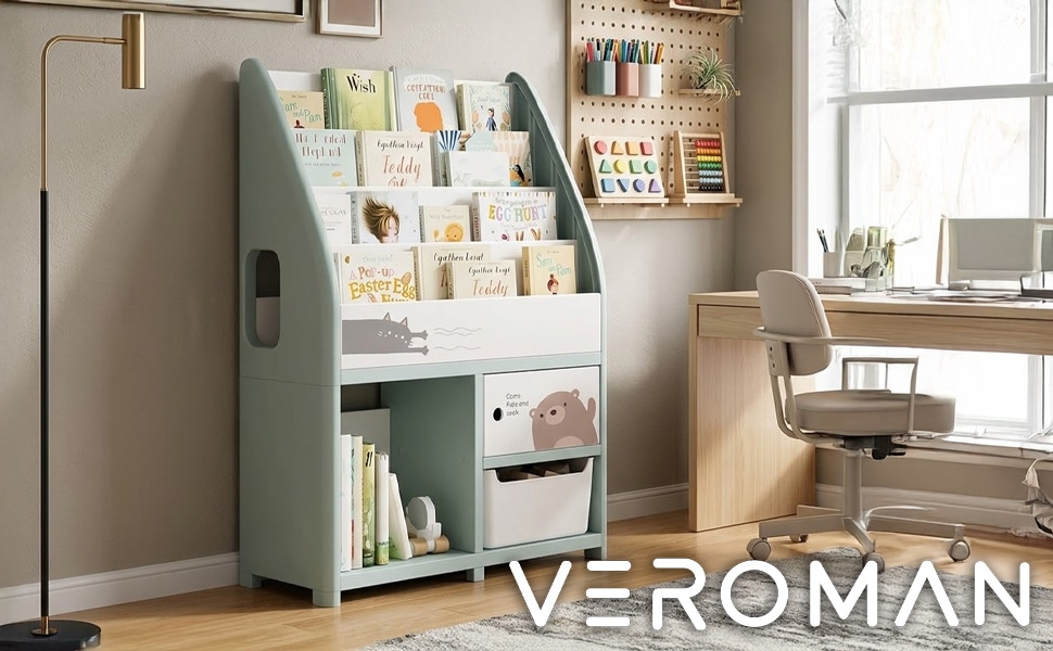 6段] VeroMan 本棚 キッズ書棚 絵本ラック おもちゃ収納ラック 収納