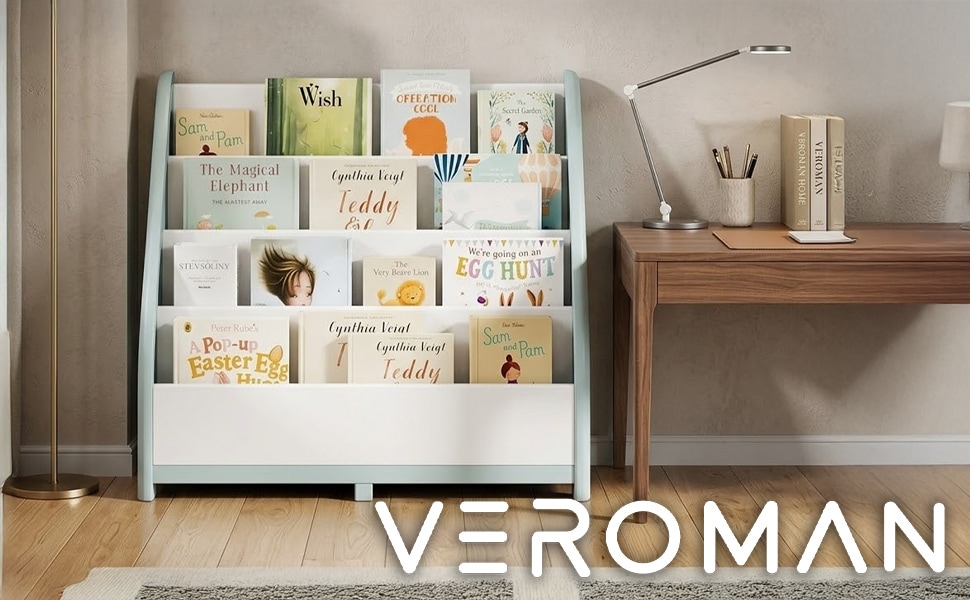 4段] VeroMan 4段本棚 キッズ本棚 おもちゃ収納棚 幼児用絵本ラック