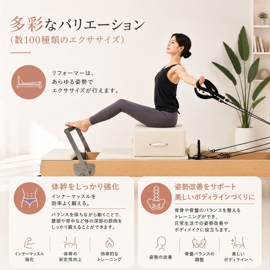 送料込】[オーク材] VeroMan ピラティスマシン リフォーマー 木製