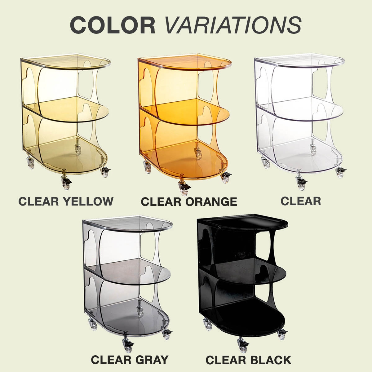 VeroMan クリアラック 3段 キャスター付き ディスプレイ ラック サイド