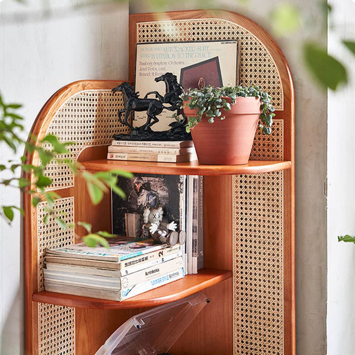 VeroMan ラタン ラック 屏風 ラタン編み 屏風 屏風ラック棚 壁に