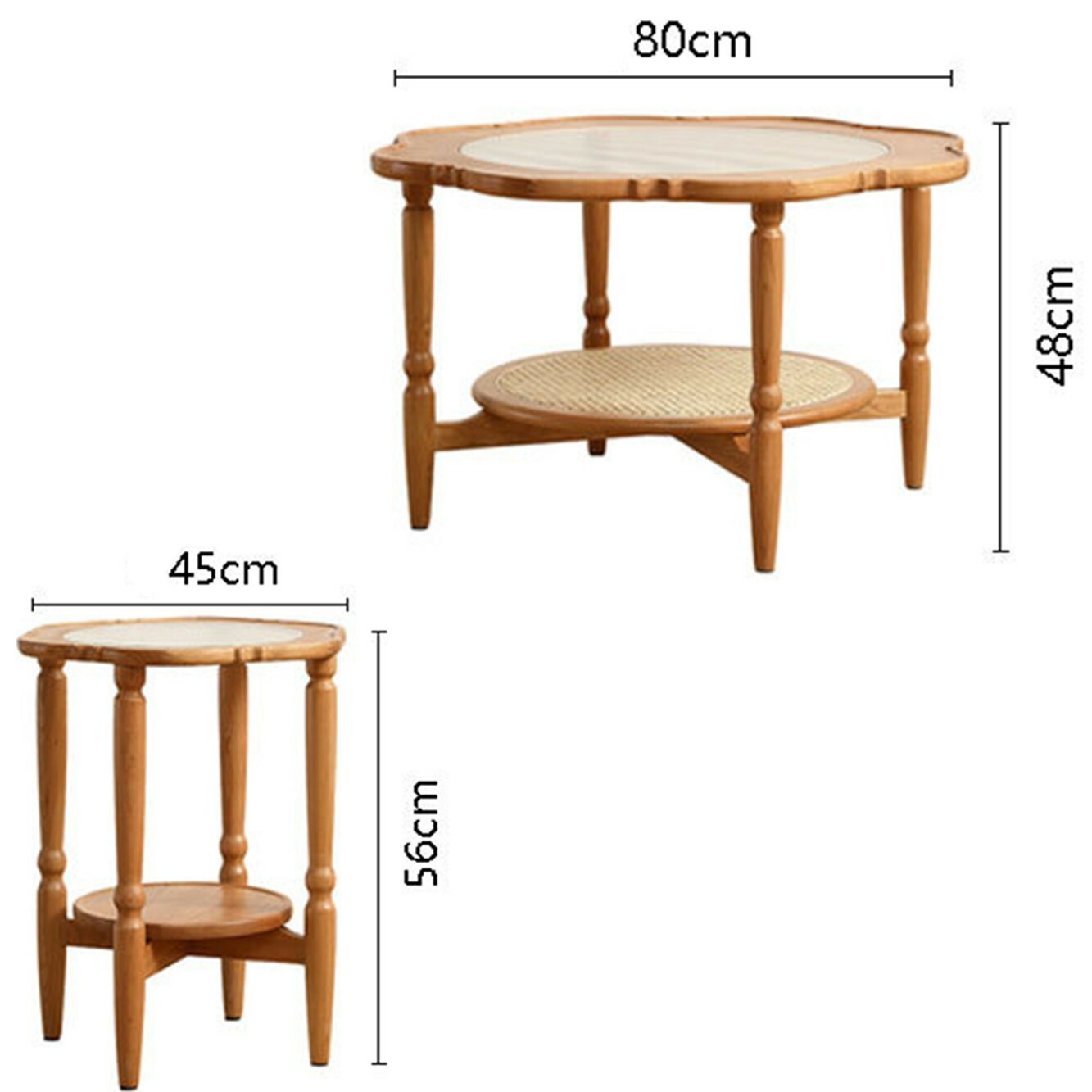 籐 ラタン製 編み込み模様 テーブル ラタン編み込み花模様センターテーブル（グレー・ナチュラル）