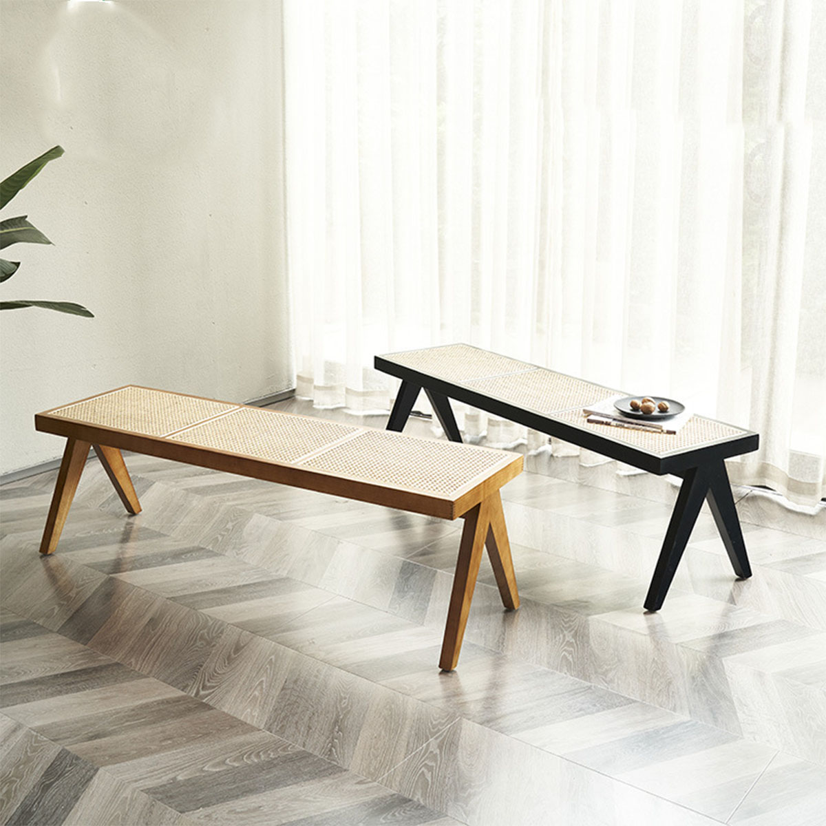 3人掛け] VeroMan ラタン ベンチ ウッド ダイニングチェア 椅子 安定