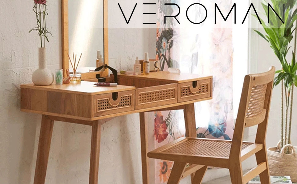 VeroMan ラタン編みチェア 一人掛け ダイニングチェア 背もたれ付き